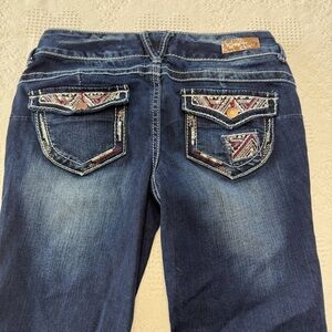 Premium Vanity Collection “Uplift” Bedazzled Mid Rise Bootcut Jeans (28x33)